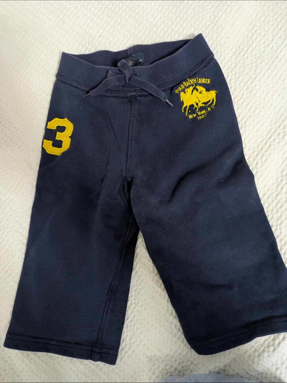 Ralph Lauren Navy Sweatpants with Yellow Polo Crest